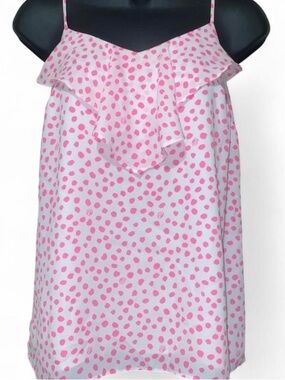 Lilly Pulitzer Pink and White Polka Dot Ruffle Cami